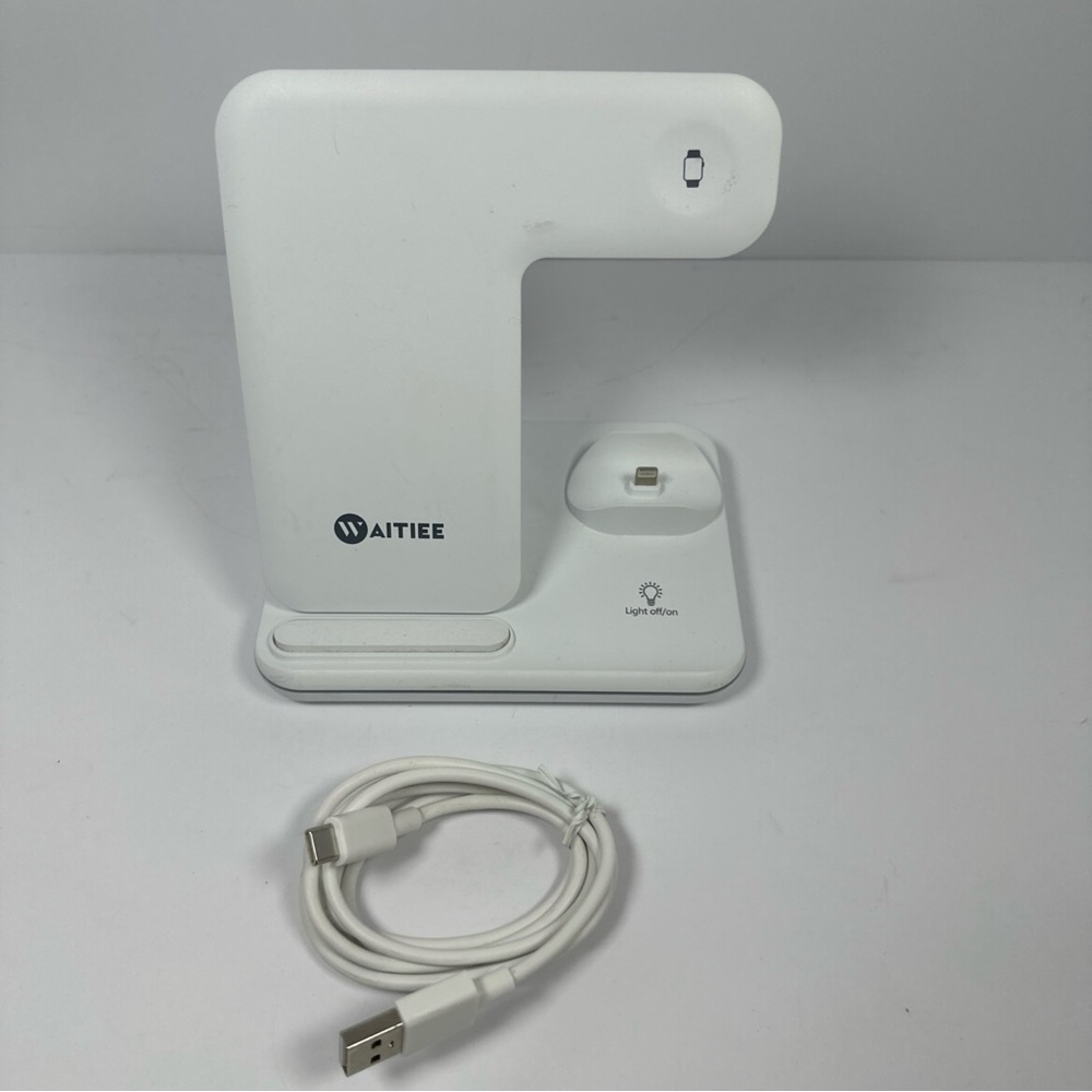 Waitiee 3-in-1 White Wireless Charging Stand